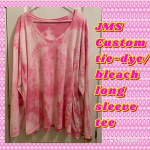 JMS custom tie-dye/bleach long sleeve pink tee 30w